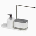 2024 Latest Product White Plastic Liquid Soap Dispenser Hot Kitchen Dishes Washing Sponge Holder with Extra Organizer