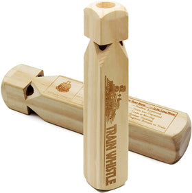 Wooden Train Whistle 4 Tone Toddlers Educational Party Favors Toy Gift with Blast Chart for Kids
