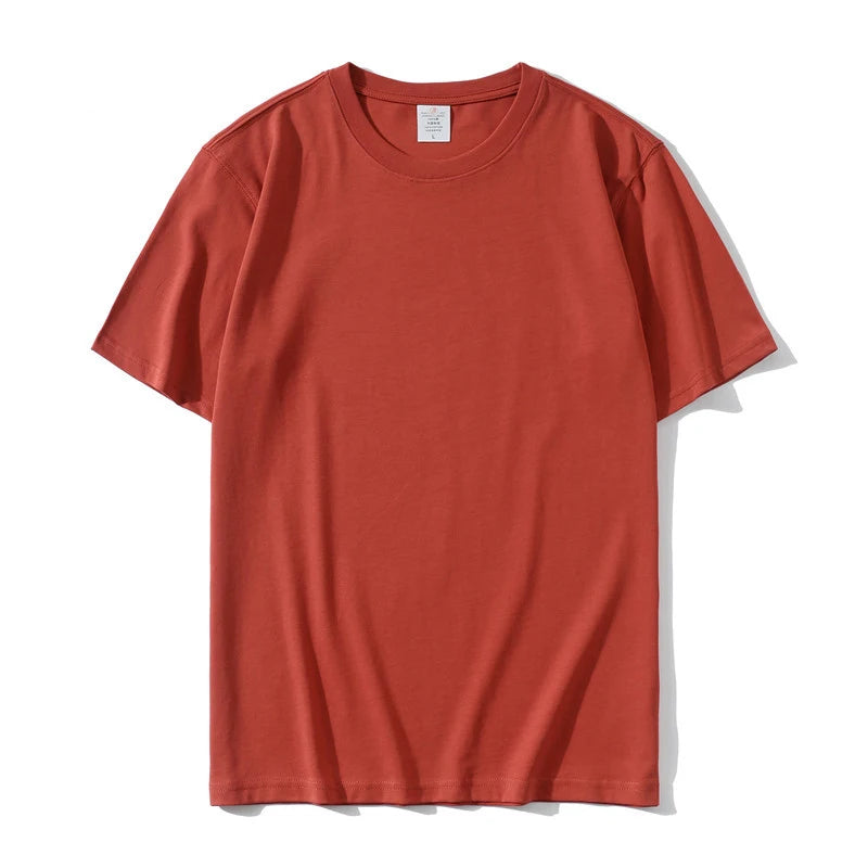 Custom 100% Cotton T-Shirt 220gsm Plain Wholesale Loose Short Sleeve Casual Solid Pattern Blank Design
