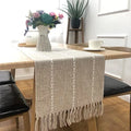 Elegant Linen Rustic Table Runner with Tassels Cotton Linen Woven Dining Table Decor for Home Decoration