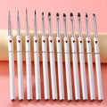 New Heart White Drawing UV Gel Liner Brush Manicure Tool Round Metal Dark Bristle Professional Nail Art Brush