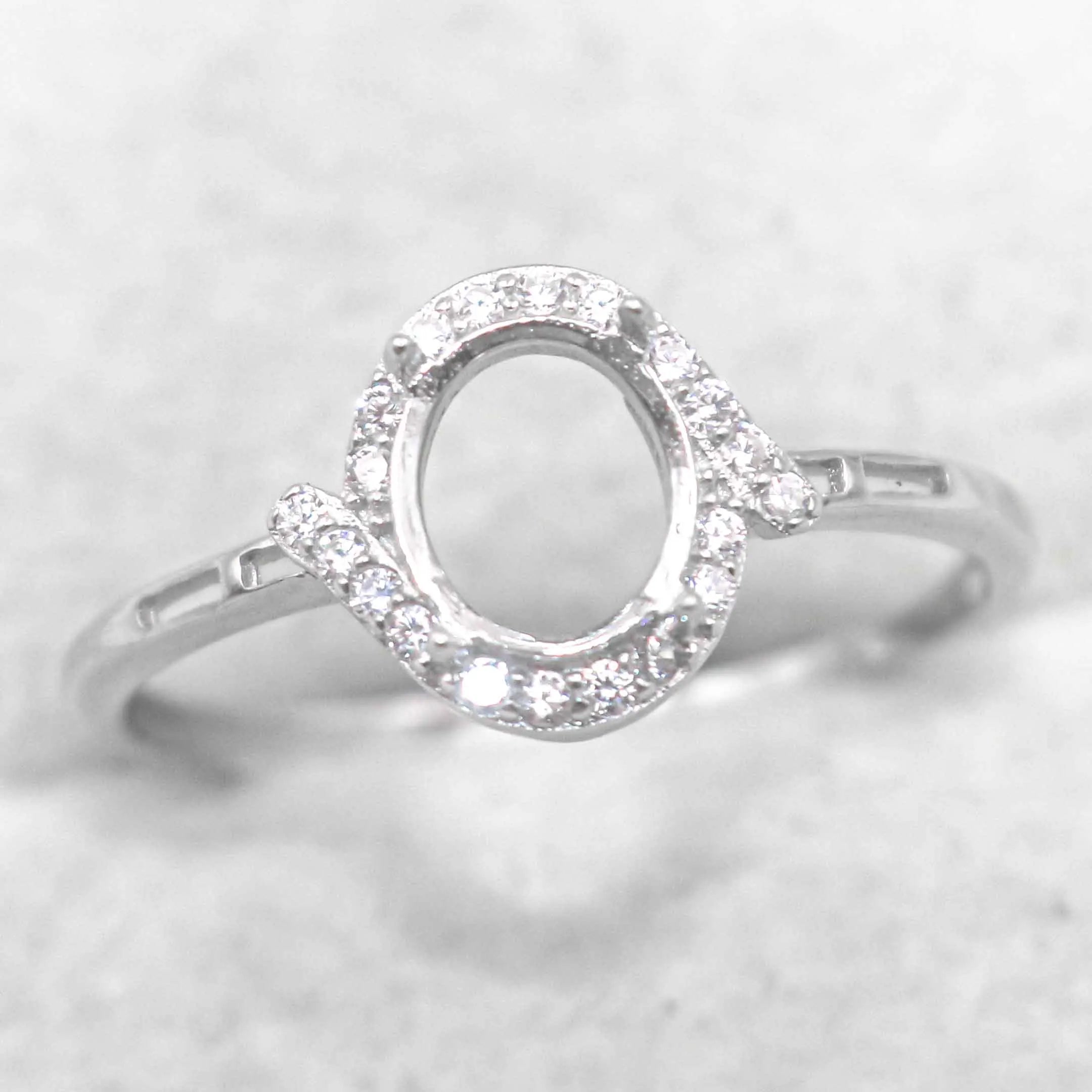 Sterling Silver 5*7mm Semi Mount Ring Empty Frame Blank Support Claw Setting S925 Base Holder Without Center Stone for DIY Inlay