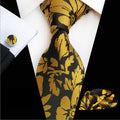 Yellow Neckties With Pocket Squares Fashion Men Ties and Hanky Set Plant Tie Pocket Square and Cufflink Set
