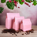 Pink Coffee Bags With Valve 150g 500g Flat Bottom Horizontal Coffee Packaging Bags 250g