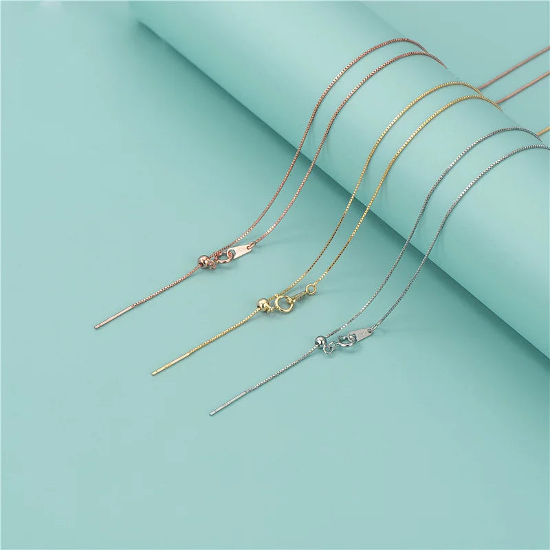 925 Sterling Silver 18inch Necklace Box Chain Wear Beads Positioning Diy Necklace Silicone Adjustment Ball With Needle