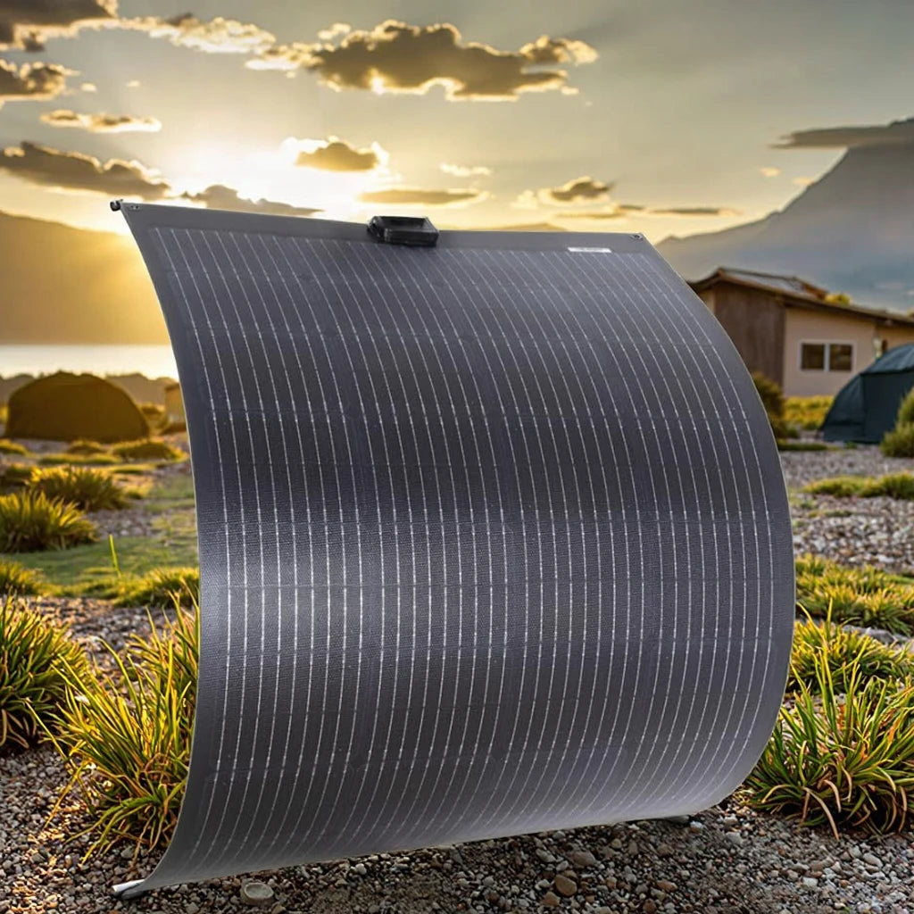 150W Monocrystalline Ultrathin Flexible Solar Panel Anti-crack Material Ultra Bendable for Camping RV Yacht Marine Roof Balcony