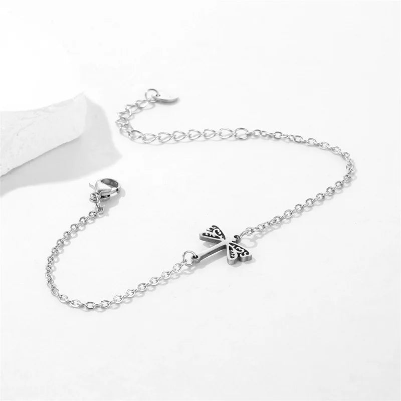 Cheap New Hollow Stainless Steel Dragonfly Bracelet for Women's Fashion Bohemian Style Dragonfly Bracelet Wholesale