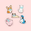 New Cartoon Creative Animals Wearing Protection Animal Accessories Cute Little pink Pig Little Yellow Dog Accessories Lapel Pin