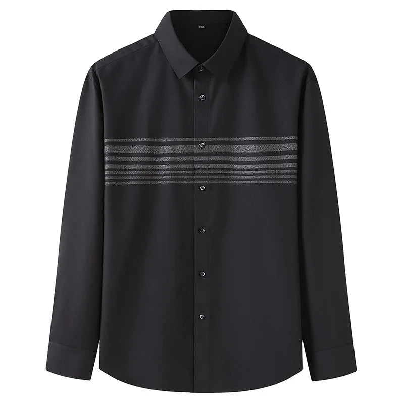 2026 Large Size Men's Long-sleeved Shirt Plus Casual Loose Fat Fashion Men's Shirt Fat