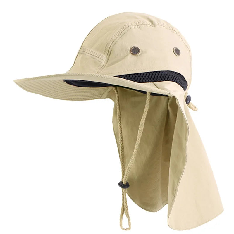 Wholesale Custom Logo Outdoor Climbing Hiking Boys Sun Hat With Neck Flap Mesh Summer Beach Hat Kids Safari Bucket Hat for Kid