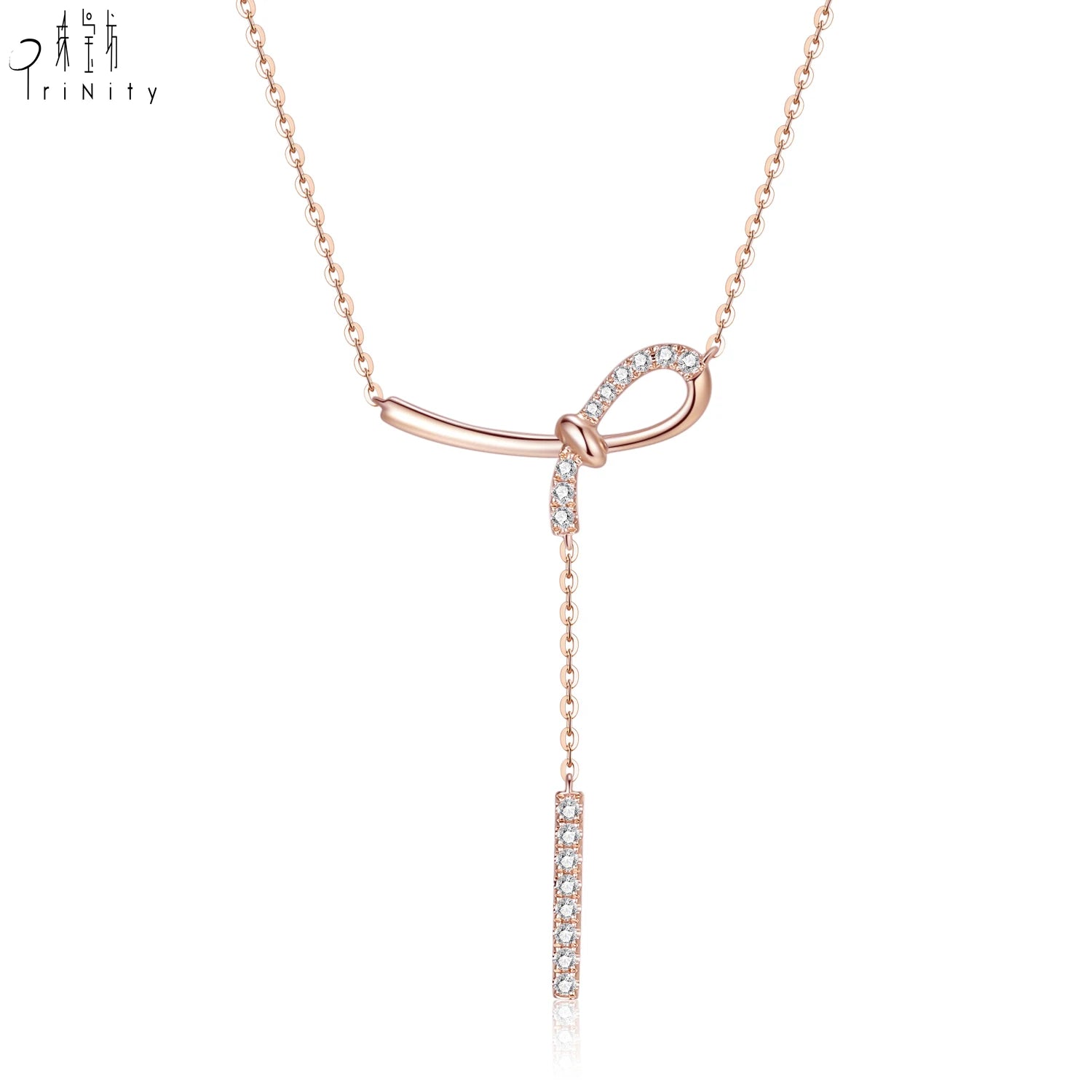 New 18K Solid Rose Gold Necklace for Women Real Natural Diamond Link Chain for Wedding and Anniversary Occasions