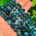 Natural 15inches Loose Blue Semi Gemstone Apatite Round Stone Beads 6mm/8mm/10mm 38cm Strand for Jewelry Making Bracelet