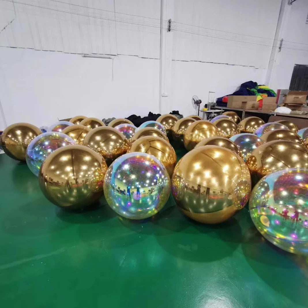 Wholesale Outdoor 40cm 50cm 1m 1.5m 2m Iridescent Rainbow Disco Ball Balloons Hanging Pink Red Gold Silver Black Big Mirror