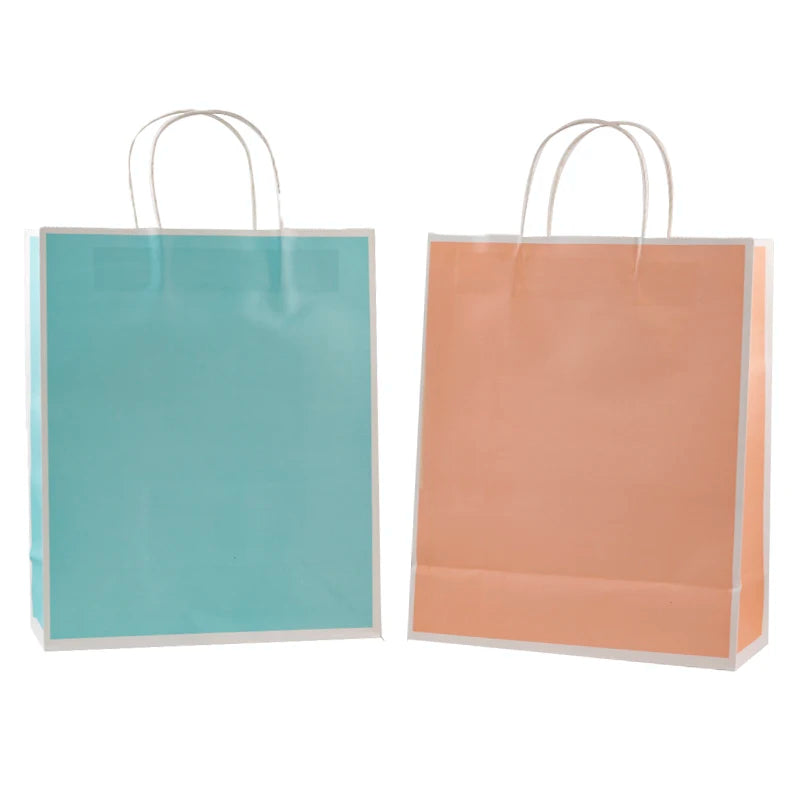 Custom Printed Your Own logo Paper Bags Wholesale Stock Gift Food Grocery Coloured Handle Kraft Paper Bags