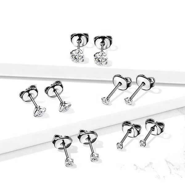 Martini CZ Implant Grade Titanium Stud Earrings Body Jewelry Zircon Main for Weddings Engagements Children's Orthodox Ceremonies