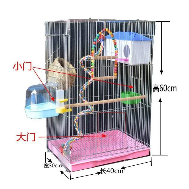 Hot Selling Sport Style Metal Birdcage Parrot House Square Multi-Door Galvanized with Breathable Dot Pattern