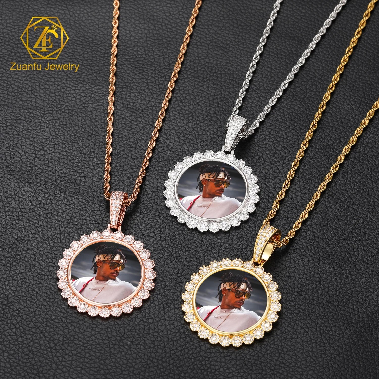 New Arrival Custom Made Personalized D VVS Moissanite Diamond Photo 30MM 40MM Pendant Men Hip Hop Jewelry Memory Pendant