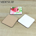 MDFSUB hot selling 4mm thick sublimation mdf coaster square100x100m glossy white blank sublimation MDF coasters with cork back