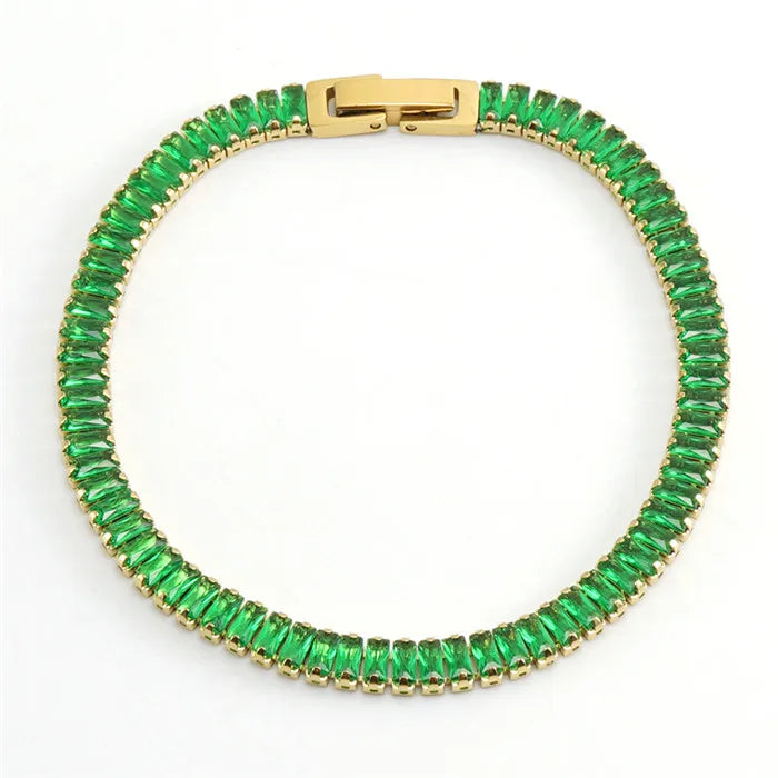 Personalized 18K Gold Plated Stainless Steel Claw Rhinestone Cubic Zircon Bracelet Fashionable Bangles