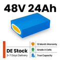 48V 24Ah Down Tube Ebike Battery German Stock 3000mAh 13s8p Lithium Pack 50A BMS 4A XT60 Fast Charge