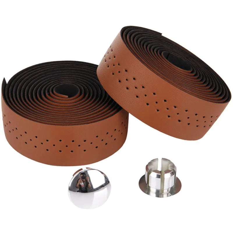 Factory Price Wholesale Bike Handlebar Tape PU Leather Bicycle Bar Perforated Belt Comfortable Cycle MTB Bar Wrap Strap