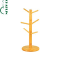 Bamboo Six Claw Beverage Cup Display Stand Modern Three-Layer Folding Drinkware Shelf Storage Rack