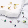 EC1918 Earring Findings Accessories Mini Tiny Gold CZ Dot Post Stud Earring Post with Connector Open Ring Loop