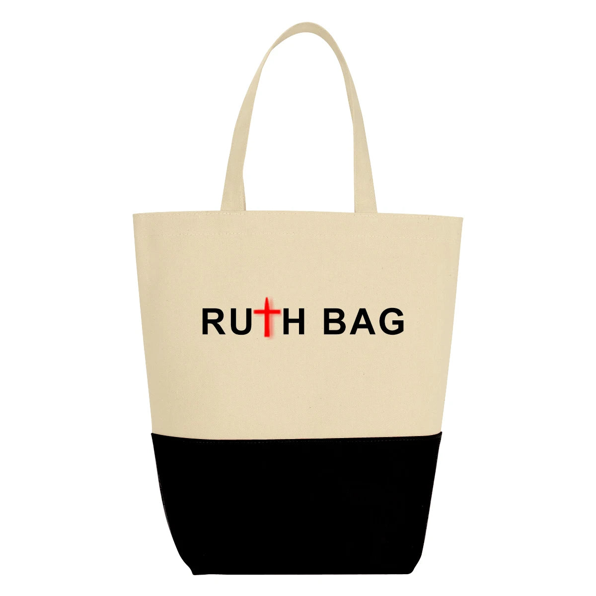 Ruthbag Customized Logo Printed Heavy Quality Canvas Medium Shoulder Strap Shopping Tote Bags Women Reusable Beach Bag Letter