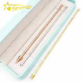 Ready to Ship 925 Sterling Silver 3mm Half Bezel Moissanite Tennis Bracelet Custom Women Iced Out Moissanite Bracelet