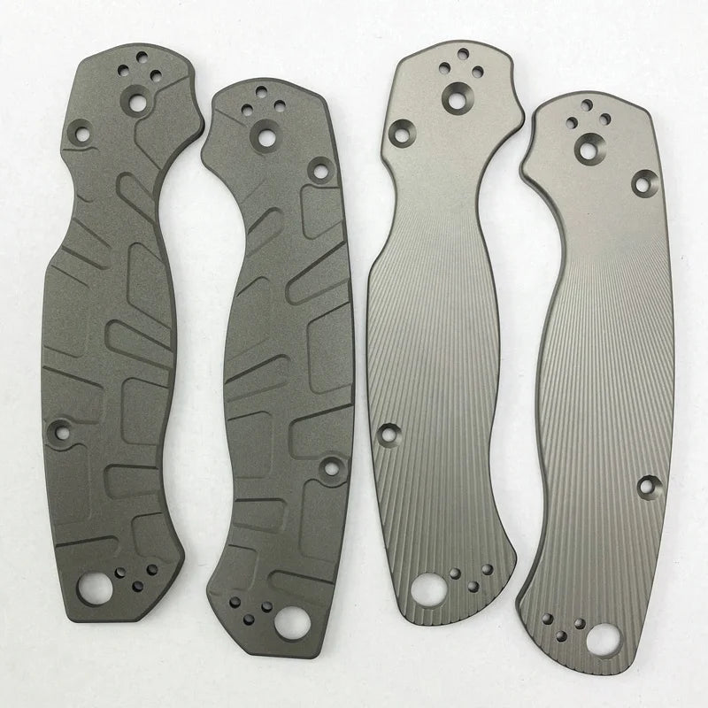 Customized CNC Machined Polished Titanium Knife Scales for Spyderco Para 2 Folding Pocket Knife EDC