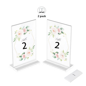 Hotselling Clear Acrylic double-sided sign holder 4x6 inches tabletop display stand display sign holder for cafe
