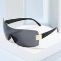 Wholesale Manufacturer Futuristic Uv400 Designer Shades Famous Brands Luxury Custom Shades Frameless One Piece Y2k Sunglasses
