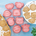 Set 8 3D Plastic Cookie Press Mold Giraffe Lion Panda Elephant Cartoon Animal Fondant Biscuit Graduation Ramadan Diwali Baking