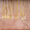 Punk Gold Plated Alphabet Snake Bone Chain Necklace Stainless Steel Initial Letter Herringbone Chain Necklace Hip Hop Jewelry