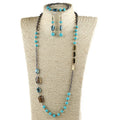 Fashion Jewelry Set Beaded Rosary Chain Stone and Crystal Glass Arrow Hematite Necklace Bracelet Earring Set