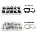 250pc/box Assortment Kit Set M6 to M15 Stainless Steel Black 65mn Shaft Bearing Retaining Clip Snap Ring C Type External Circlip