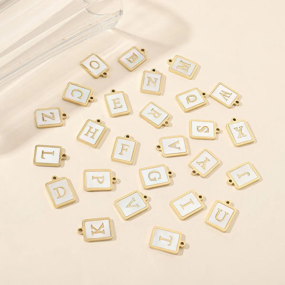 Beimai OEM Charms for Jewelry Making Accessories 26 Letters Shell Gold Plated Stainless Steel Shell Pendant