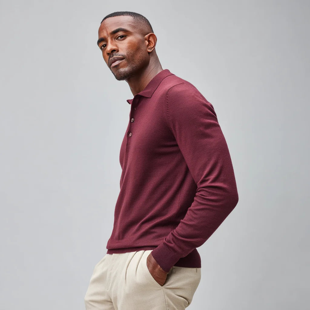 Men's Elegant Wool for Polo Sweater Long Sleeve Knit Shirt for Casual Winter Wear Breathable Warm XXL Size Custom