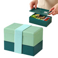 New Arrival Food Grade PP Plastic Heatable Leak Proof Bento Lunch Box with Plastic Lid for Kids Dual Tier