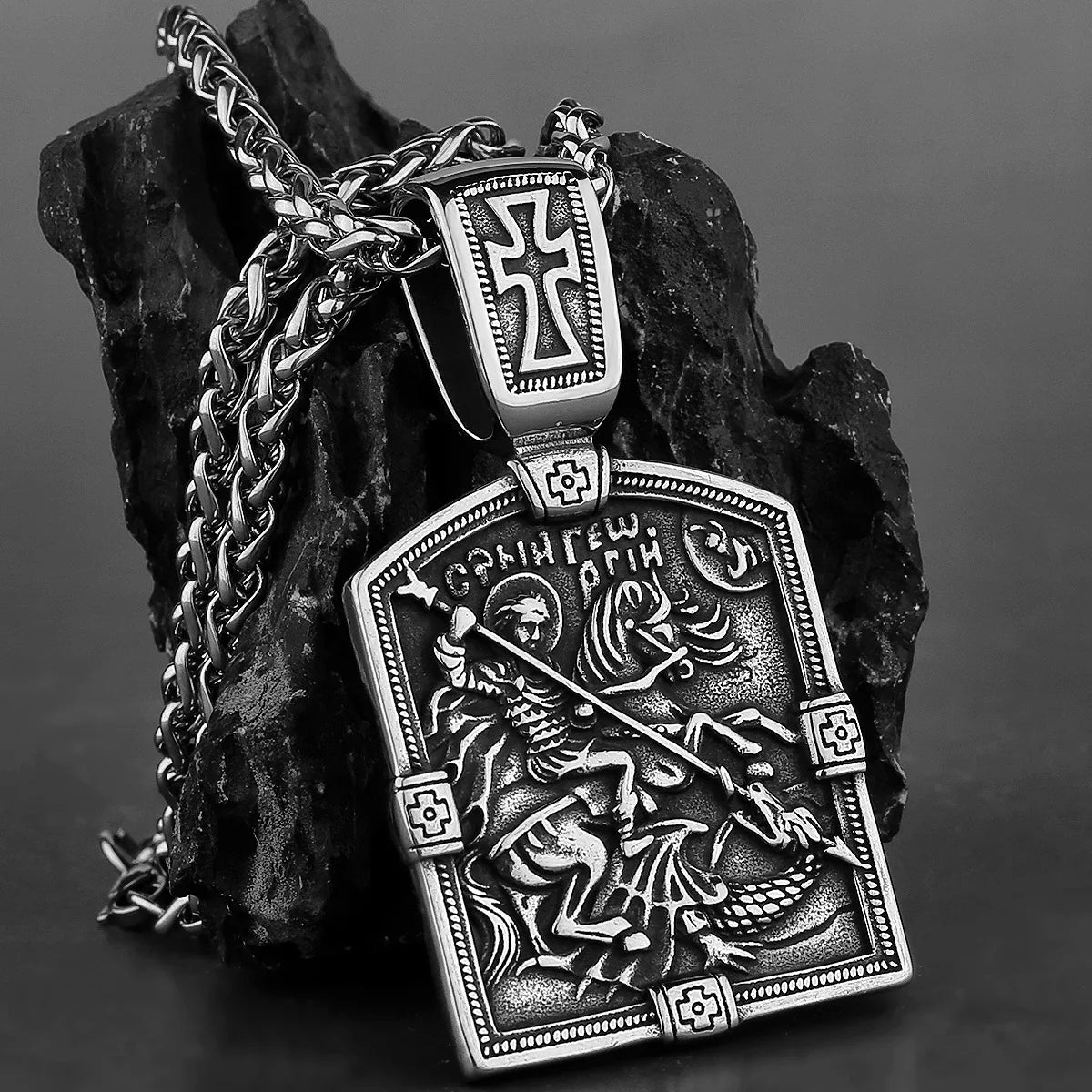 Viking Style Men's Personality Fashion Hip Hop Stainless Steel Pendant Necklace Cross Amulet Pendant Necklace for Men