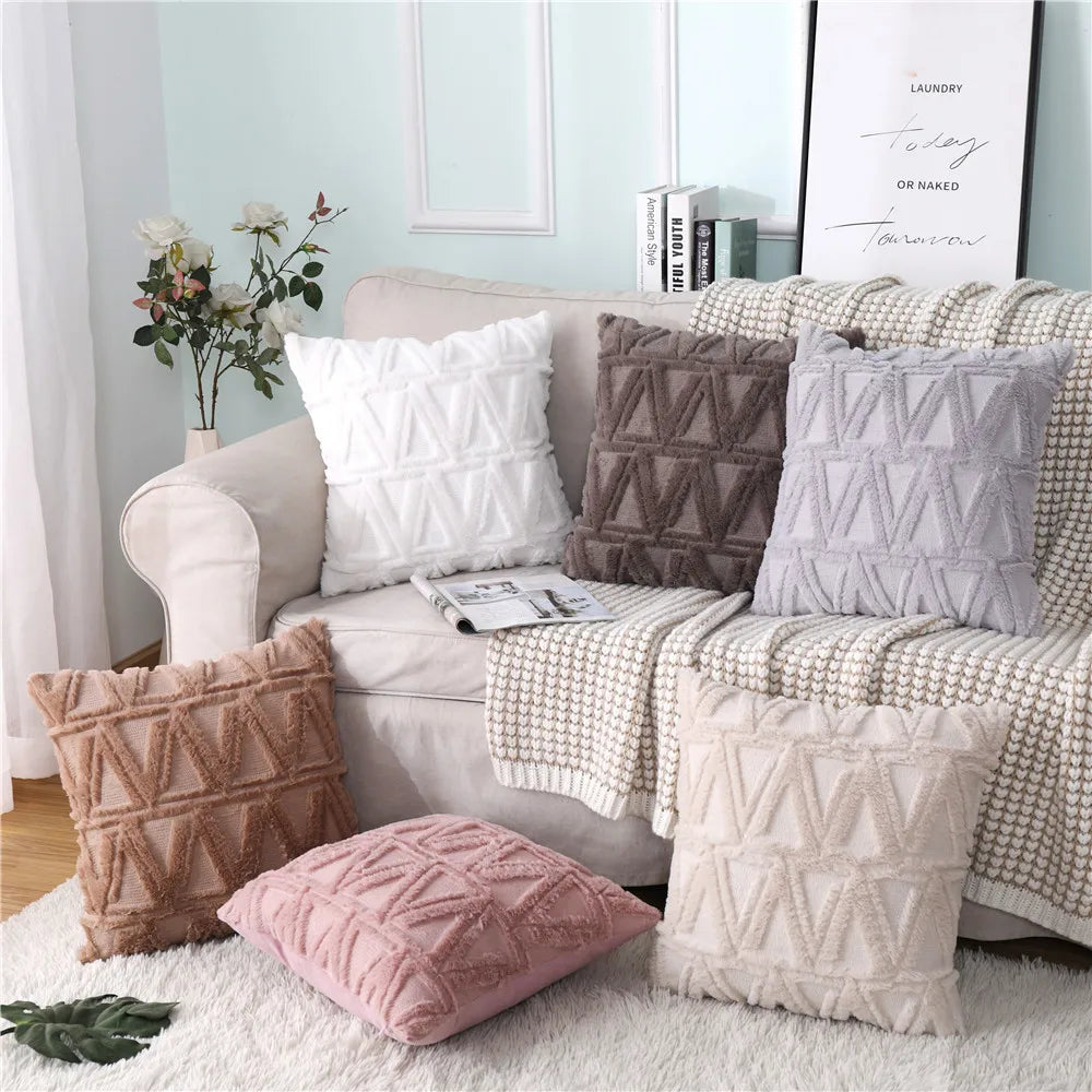 New Design Custom 3D Embroidery Polyester Super Soft Velour Fabric Cushion Cover Pillow case Covers