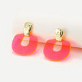 Brief Sweet Round Resin Dangle Earrings Pink Orange Clear U Shape Acrylic Chunky Big Drop Earrings Party Jewelry