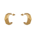 Latest 18K Gold Plated Stainless Steel Jewelry Irregular Printed C Shape Hoop Earring for Women Accessories Earrings E221468