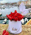 Solid Color 3-Piece Flower Box Gift Box with Rope Conical Flower Hug Round Bucket Embossed Bronzing Word Made of Cardboard