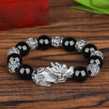 Trendy Wealthy Lucky Jewelry Sliver Dice Mantra Beads PiXiu Charm Feng Shui Bracelet for Women Men Accessories