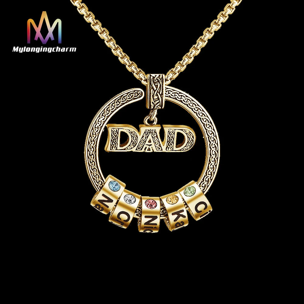 Best Dad Necklace From Daughter Fashionable Brass Pendant with Link Chain and Letter Shape Father's Day Gift