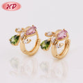 New 2021 Latest Gold Plated Zircon Crystal Round Cubic Zirconia Hoop Earring Designs Wholesale Gold Earrings