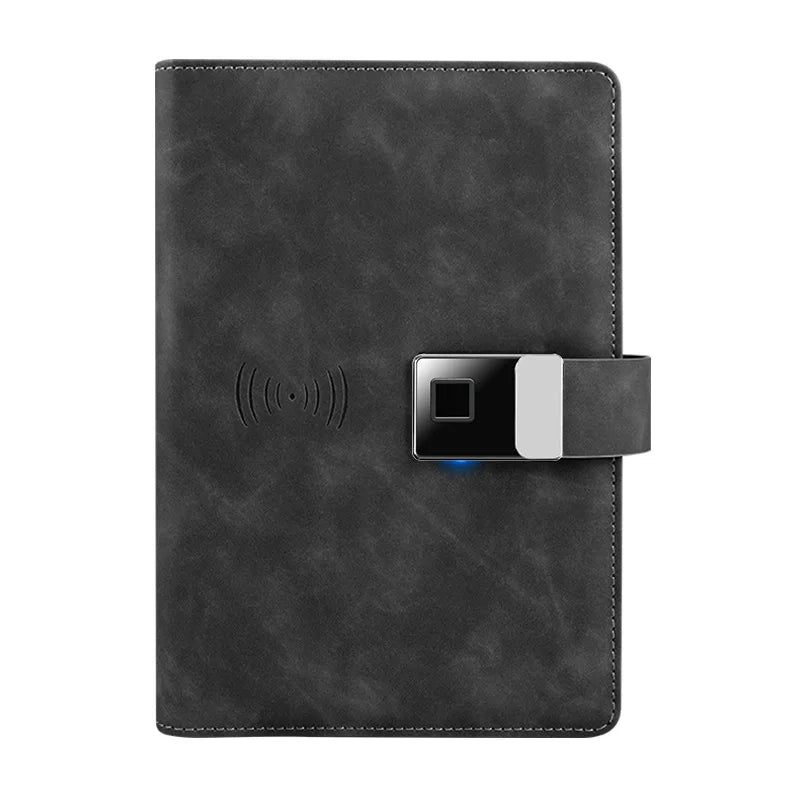 Multifunction Use Fingerprint to Unlock PUleather Notepad 8000mAh 1000colors A5 Size Wireless Charger Power Bank Diary Notebook