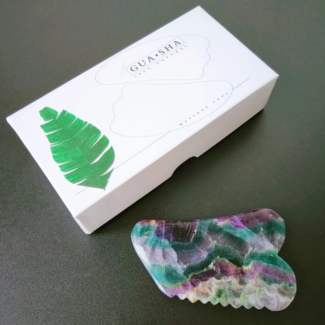 Huiying European and American Style Fluorite Facial Gua Sha Scraping Massage Tool Board square Spiky Shape