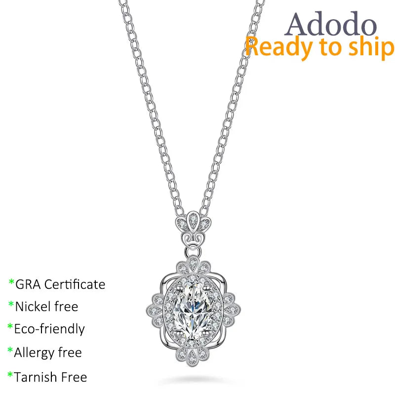 Fashion S925 Sterling Silver Flower Crown Designer Jewelry 1CT Oval Cut VVS1 GRA Moissanite Pendant Necklaces for Personal Gifts